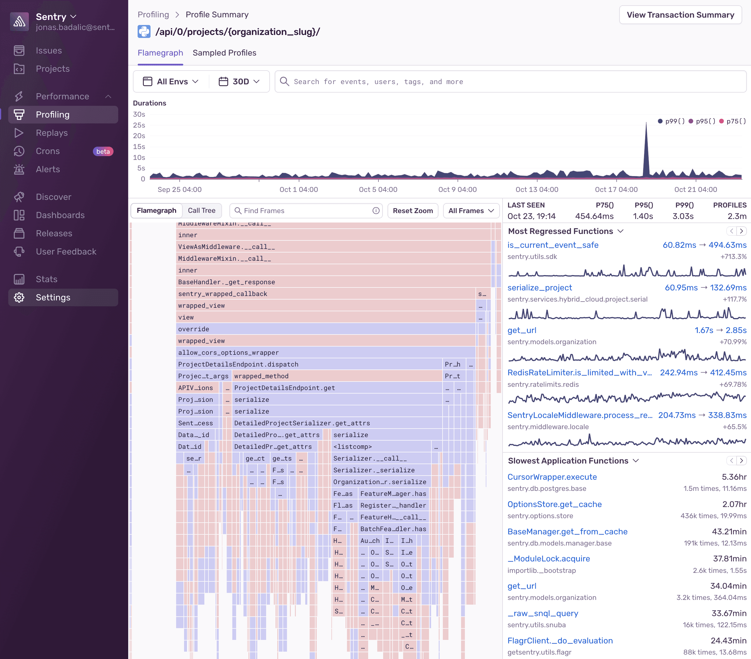 Transaction Profile summary page